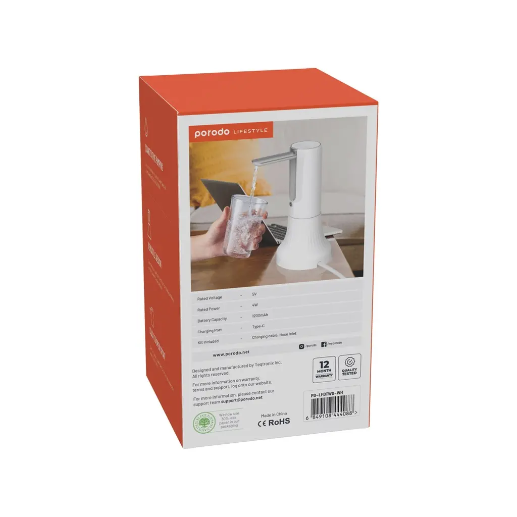 Porodo Lifestyle Bottle Tabletop Water Pump Digital Display And Touch Control - Image 6