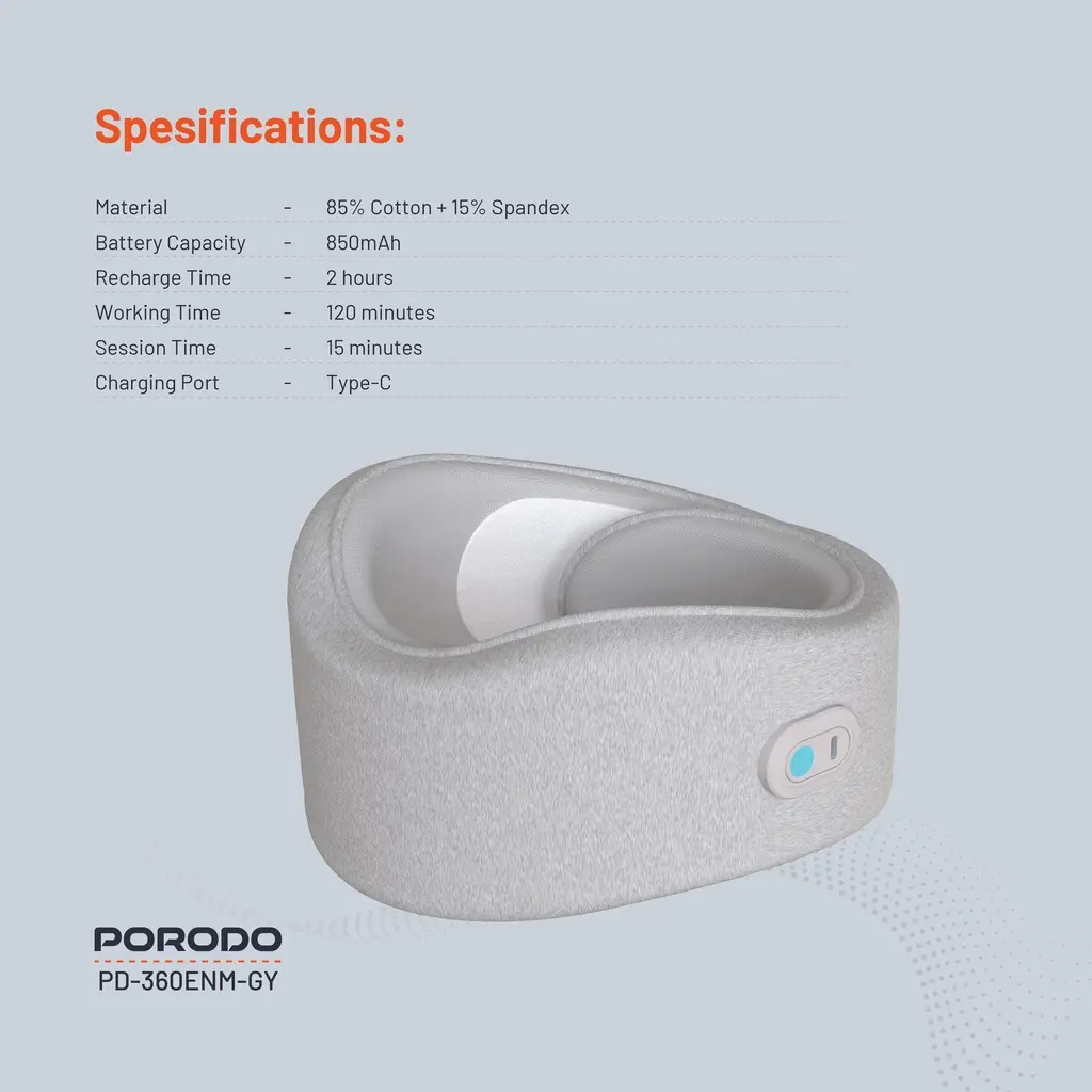 Porodo Neck Pillow Massager with Hot Compress - Image 3