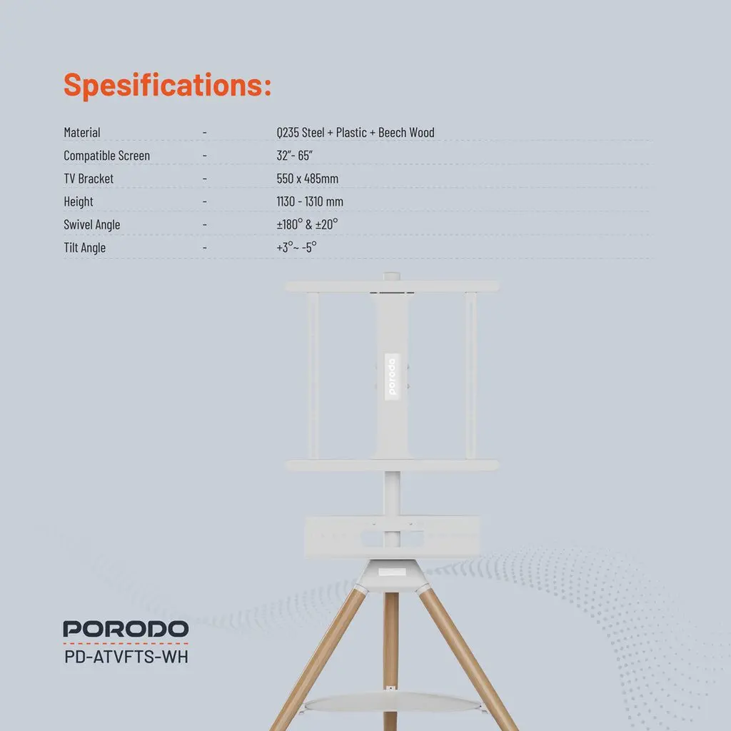 Porodo TV Stand Wooden Tripod - Image 4